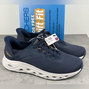 New! Mens Skechers Glide Step Hands Free Swift Fit Slip On Shoes. Size 14 Navy